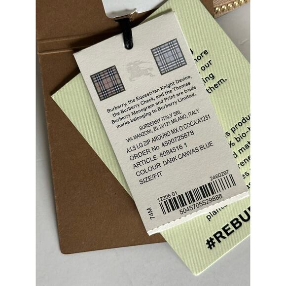 Burberry Zip Around Wallet Dark Canvas Blue 80845161 NWT $630 - Picture 13 of 15